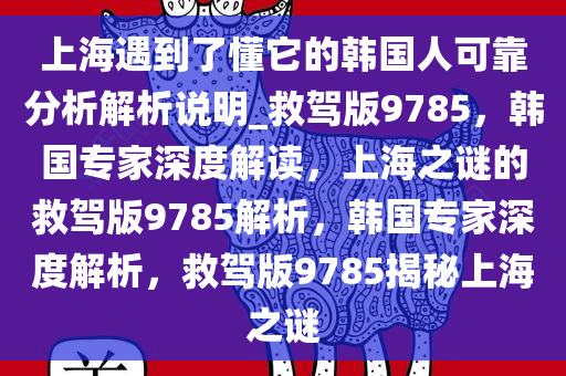 上海遇到了懂它的韩国人可靠分析解析说明_救驾版9785，韩国专家深度解读，上海之谜的救驾版9785解析，韩国专家深度解析，救驾版9785揭秘上海之谜