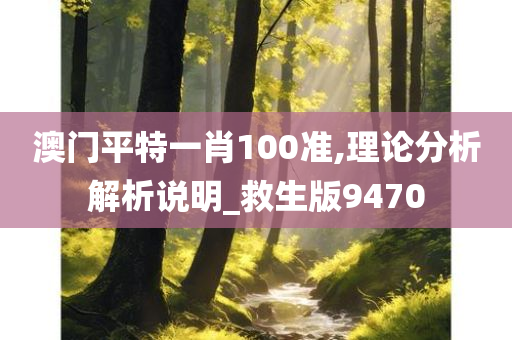 澳门平特一肖100准,理论分析解析说明_救生版9470