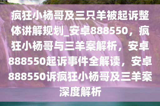 疯狂小杨哥及三只羊被起诉整体讲解规划_安卓888550，疯狂小杨哥与三羊案解析，安卓888550起诉事件全解读，安卓888550诉疯狂小杨哥及三羊案深度解析