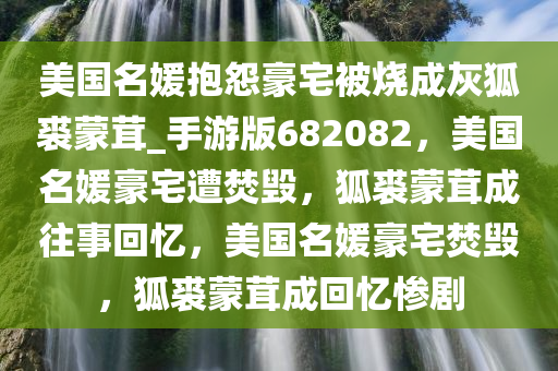 美国名媛抱怨豪宅被烧成灰狐裘蒙茸_手游版682082，美国名媛豪宅遭焚毁，狐裘蒙茸成往事回忆，美国名媛豪宅焚毁，狐裘蒙茸成回忆惨剧