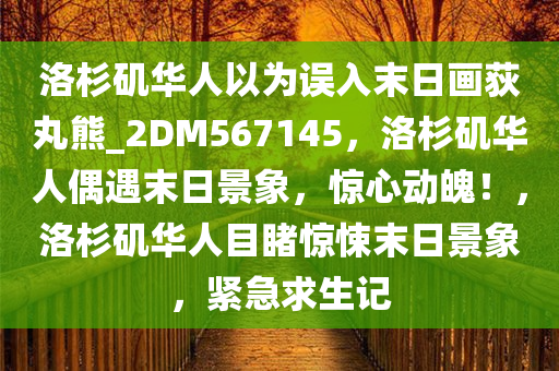 洛杉矶华人以为误入末日画荻丸熊_2DM567145，洛杉矶华人偶遇末日景象，惊心动魄！，洛杉矶华人目睹惊悚末日景象，紧急求生记