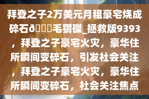 拜登之子2万美元月租豪宅烧成碎石??毛猬磔_拯救版9393，拜登之子豪宅火灾，豪华住所瞬间变碎石，引发社会关注，拜登之子豪宅火灾，豪华住所瞬间变碎石，社会关注焦点