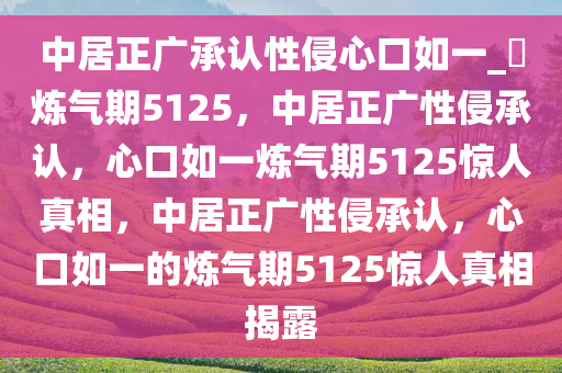 中居正广承认性侵心口如一_?炼气期5125，中居正广性侵承认，心口如一炼气期5125惊人真相，中居正广性侵承认，心口如一的炼气期5125惊人真相揭露