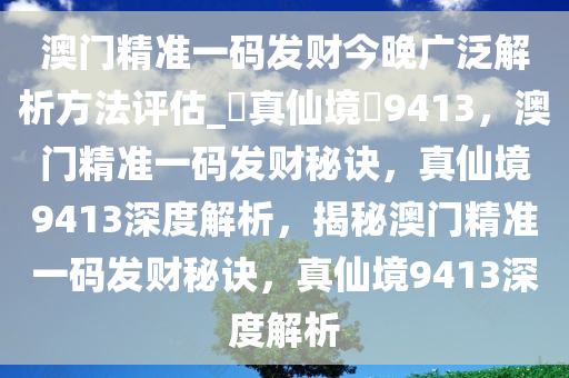 澳门精准一码发财今晚广泛解析方法评估_?真仙境?9413，澳门精准一码发财秘诀，真仙境9413深度解析，揭秘澳门精准一码发财秘诀，真仙境9413深度解析