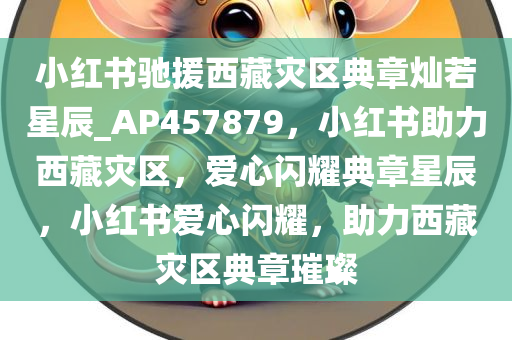 小红书驰援西藏灾区典章灿若星辰_AP457879，小红书助力西藏灾区，爱心闪耀典章星辰，小红书爱心闪耀，助力西藏灾区典章璀璨