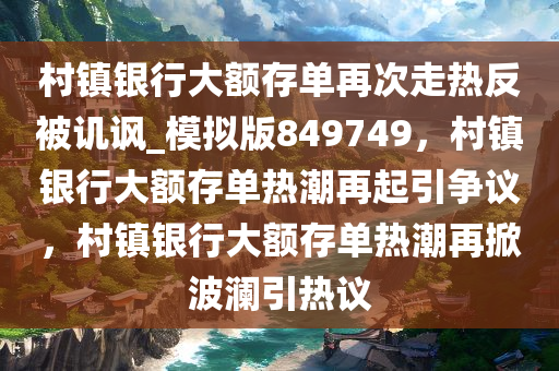 村镇银行大额存单再次走热反被讥讽_模拟版849749，村镇银行大额存单热潮再起引争议，村镇银行大额存单热潮再掀波澜引热议