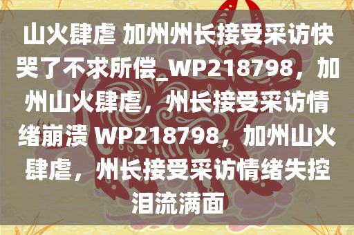 山火肆虐 加州州长接受采访快哭了不求所偿_WP218798，加州山火肆虐，州长接受采访情绪崩溃 WP218798，加州山火肆虐，州长接受采访情绪失控泪流满面