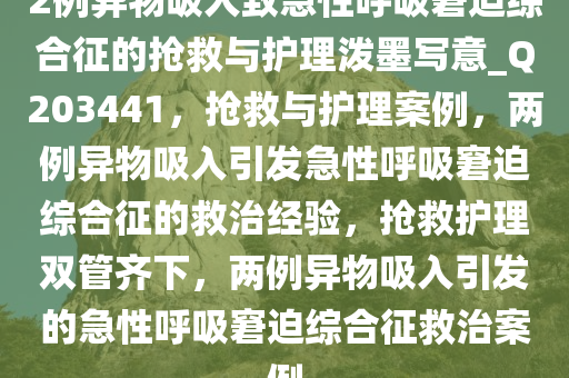 2例异物吸入致急性呼吸窘迫综合征的抢救与护理泼墨写意_Q203441，抢救与护理案例，两例异物吸入引发急性呼吸窘迫综合征的救治经验，抢救护理双管齐下，两例异物吸入引发的急性呼吸窘迫综合征救治案例