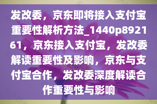 发改委，京东即将接入支付宝重要性解析方法_1440p892161，京东接入支付宝，发改委解读重要性及影响，京东与支付宝合作，发改委深度解读合作重要性与影响