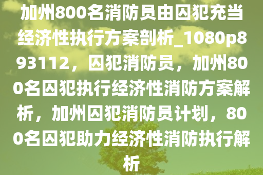 加州800名消防员由囚犯充当经济性执行方案剖析_1080p893112，囚犯消防员，加州800名囚犯执行经济性消防方案解析，加州囚犯消防员计划，800名囚犯助力经济性消防执行解析