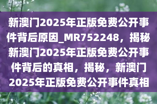 新澳门2025年正版免费公开事件背后原因_MR752248，揭秘新澳门2025年正版免费公开事件背后的真相，揭秘，新澳门2025年正版免费公开事件真相