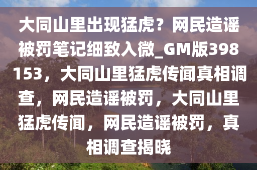 大同山里出现猛虎？网民造谣被罚笔记细致入微_GM版398153，大同山里猛虎传闻真相调查，网民造谣被罚，大同山里猛虎传闻，网民造谣被罚，真相调查揭晓