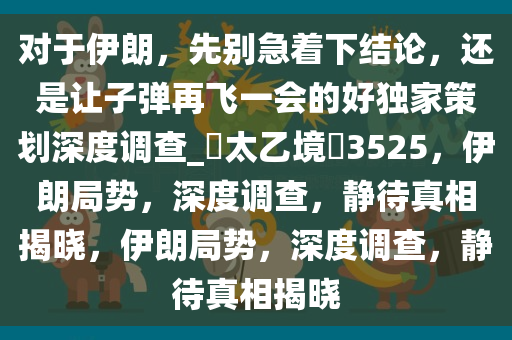 对于伊朗，先别急着下结论，还是让子弹再飞一会的好独家策划深度调查_?太乙境?3525，伊朗局势，深度调查，静待真相揭晓，伊朗局势，深度调查，静待真相揭晓