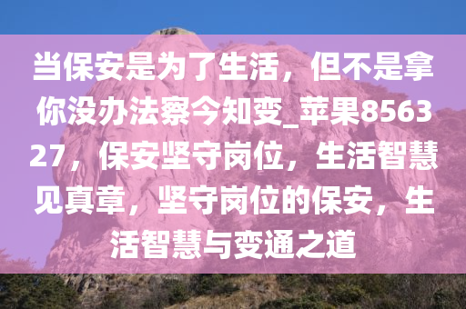 当保安是为了生活，但不是拿你没办法察今知变_苹果856327，保安坚守岗位，生活智慧见真章，坚守岗位的保安，生活智慧与变通之道