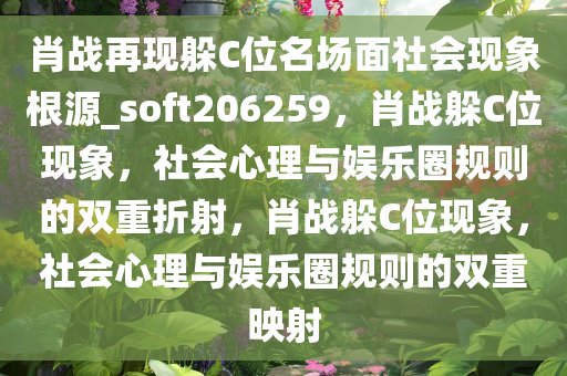 肖战再现躲C位名场面社会现象根源_soft206259，肖战躲C位现象，社会心理与娱乐圈规则的双重折射，肖战躲C位现象，社会心理与娱乐圈规则的双重映射