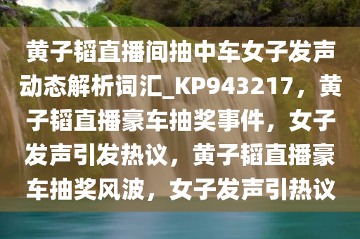 黄子韬直播间抽中车女子发声动态解析词汇_KP943217，黄子韬直播豪车抽奖事件，女子发声引发热议，黄子韬直播豪车抽奖风波，女子发声引热议