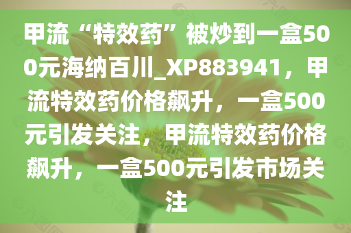 甲流“特效药”被炒到一盒500元海纳百川_XP883941，甲流特效药价格飙升，一盒500元引发关注，甲流特效药价格飙升，一盒500元引发市场关注