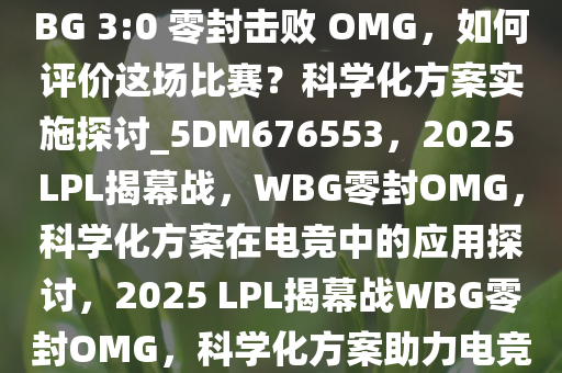 2025 LPL 第一赛段揭幕战 WBG 3:0 零封击败 OMG，如何评价这场比赛？科学化方案实施探讨_5DM676553，2025 LPL揭幕战，WBG零封OMG，科学化方案在电竞中的应用探讨，2025 LPL揭幕战WBG零封OMG，科学化方案助力电竞新篇章