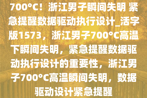 700°C！浙江男子瞬间失明 紧急提醒数据驱动执行设计_活字版1573，浙江男子700°C高温下瞬间失明，紧急提醒数据驱动执行设计的重要性，浙江男子700°C高温瞬间失明，数据驱动设计紧急提醒