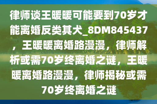 律师谈王暖暖可能要到70岁才能离婚反类其犬_8DM845437，王暖暖离婚路漫漫，律师解析或需70岁终离婚之谜，王暖暖离婚路漫漫，律师揭秘或需70岁终离婚之谜