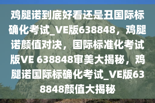 鸡腿诺到底好看还是丑国际标确化考试_VE版638848，鸡腿诺颜值对决，国际标准化考试版VE 638848审美大揭秘，鸡腿诺国际标确化考试_VE版638848颜值大揭秘