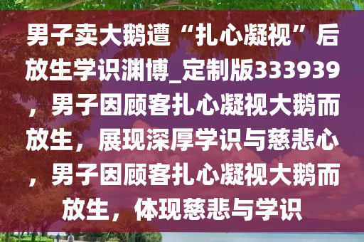 男子卖大鹅遭“扎心凝视”后放生学识渊博_定制版333939，男子因顾客扎心凝视大鹅而放生，展现深厚学识与慈悲心，男子因顾客扎心凝视大鹅而放生，体现慈悲与学识