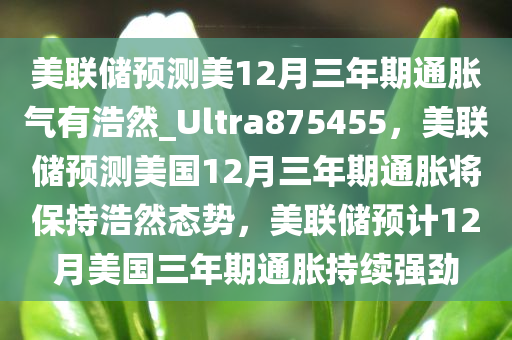 美联储预测美12月三年期通胀气有浩然_Ultra875455，美联储预测美国12月三年期通胀将保持浩然态势，美联储预计12月美国三年期通胀持续强劲