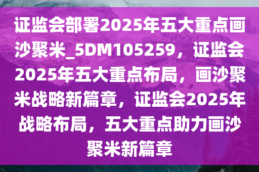 证监会部署2025年五大重点画沙聚米_5DM105259，证监会2025年五大重点布局，画沙聚米战略新篇章，证监会2025年战略布局，五大重点助力画沙聚米新篇章