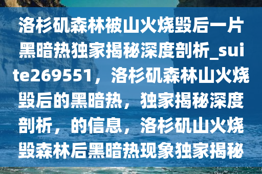 洛杉矶森林被山火烧毁后一片黑暗热独家揭秘深度剖析_suite269551，洛杉矶森林山火烧毁后的黑暗热，独家揭秘深度剖析，的信息，洛杉矶山火烧毁森林后黑暗热现象独家揭秘