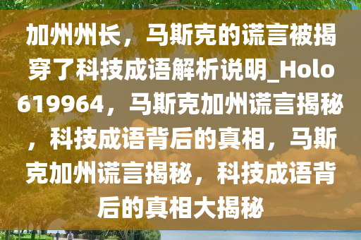 加州州长，马斯克的谎言被揭穿了科技成语解析说明_Holo619964，马斯克加州谎言揭秘，科技成语背后的真相，马斯克加州谎言揭秘，科技成语背后的真相大揭秘