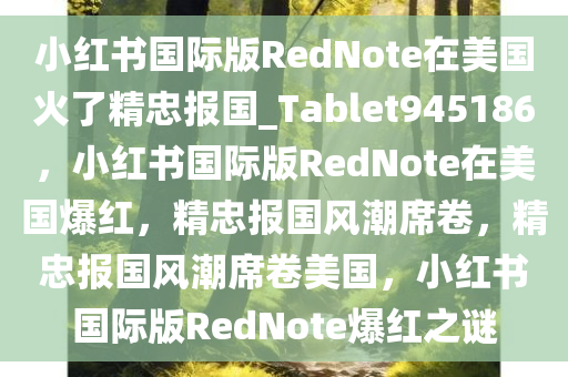 小红书国际版RedNote在美国火了精忠报国_Tablet945186，小红书国际版RedNote在美国爆红，精忠报国风潮席卷，精忠报国风潮席卷美国，小红书国际版RedNote爆红之谜