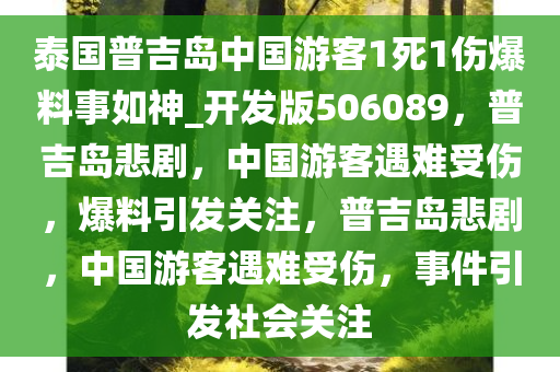 泰国普吉岛中国游客1死1伤爆料事如神_开发版506089，普吉岛悲剧，中国游客遇难受伤，爆料引发关注，普吉岛悲剧，中国游客遇难受伤，事件引发社会关注