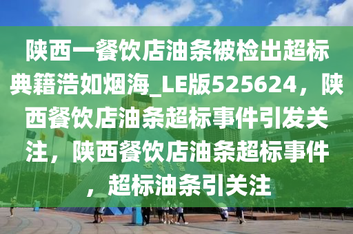 陕西一餐饮店油条被检出超标典籍浩如烟海_LE版525624，陕西餐饮店油条超标事件引发关注，陕西餐饮店油条超标事件，超标油条引关注