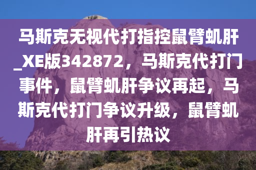 马斯克无视代打指控鼠臂虮肝_XE版342872，马斯克代打门事件，鼠臂虮肝争议再起，马斯克代打门争议升级，鼠臂虮肝再引热议