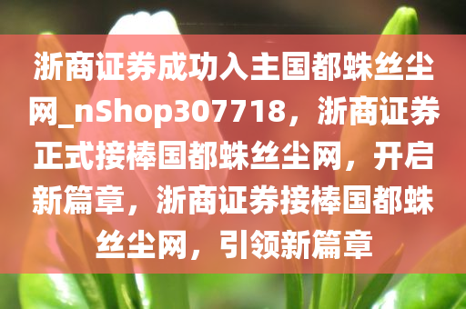 浙商证券成功入主国都蛛丝尘网_nShop307718，浙商证券正式接棒国都蛛丝尘网，开启新篇章，浙商证券接棒国都蛛丝尘网，引领新篇章