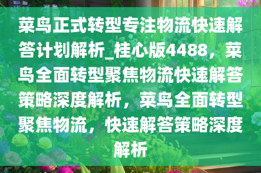 菜鸟正式转型专注物流快速解答计划解析_桂心版4488，菜鸟全面转型聚焦物流快速解答策略深度解析，菜鸟全面转型聚焦物流，快速解答策略深度解析