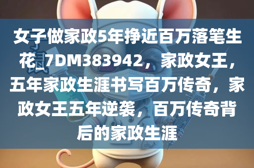 女子做家政5年挣近百万落笔生花_7DM383942，家政女王，五年家政生涯书写百万传奇，家政女王五年逆袭，百万传奇背后的家政生涯