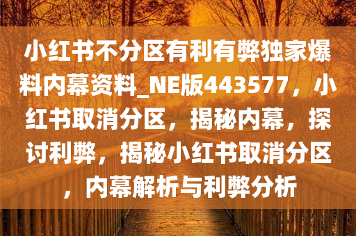 小红书不分区有利有弊独家爆料内幕资料_NE版443577，小红书取消分区，揭秘内幕，探讨利弊，揭秘小红书取消分区，内幕解析与利弊分析