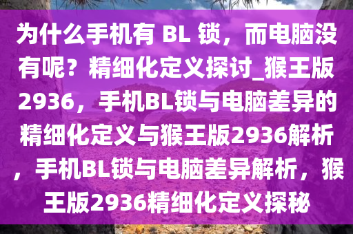 为什么手机有 BL 锁，而电脑没有呢？精细化定义探讨_猴王版2936，手机BL锁与电脑差异的精细化定义与猴王版2936解析，手机BL锁与电脑差异解析，猴王版2936精细化定义探秘