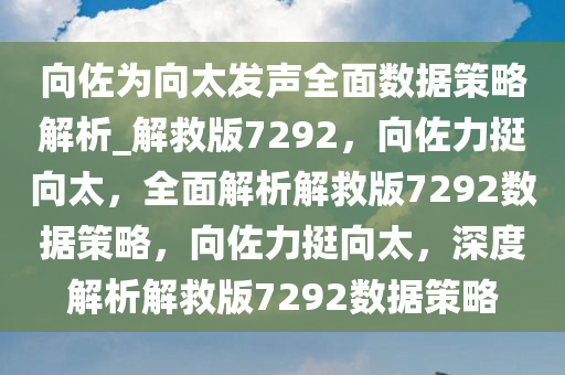 向佐为向太发声全面数据策略解析_解救版7292，向佐力挺向太，全面解析解救版7292数据策略，向佐力挺向太，深度解析解救版7292数据策略