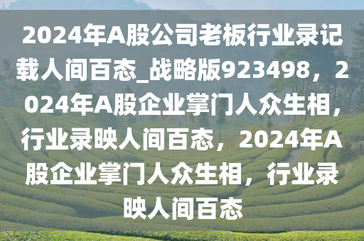 2024年A股公司老板行业录记载人间百态_战略版923498，2024年A股企业掌门人众生相，行业录映人间百态，2024年A股企业掌门人众生相，行业录映人间百态