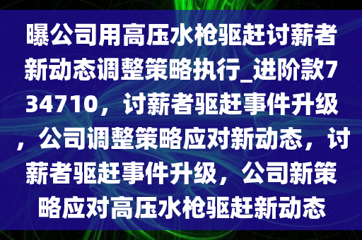 曝公司用高压水枪驱赶讨薪者新动态调整策略执行_进阶款734710，讨薪者驱赶事件升级，公司调整策略应对新动态，讨薪者驱赶事件升级，公司新策略应对高压水枪驱赶新动态