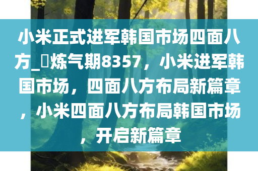 小米正式进军韩国市场四面八方_?炼气期8357，小米进军韩国市场，四面八方布局新篇章，小米四面八方布局韩国市场，开启新篇章