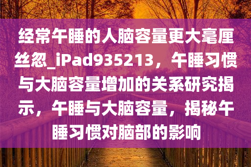 经常午睡的人脑容量更大毫厘丝忽_iPad935213，午睡习惯与大脑容量增加的关系研究揭示，午睡与大脑容量，揭秘午睡习惯对脑部的影响