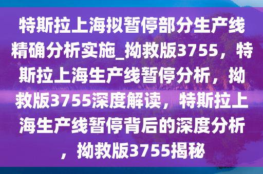 特斯拉上海拟暂停部分生产线精确分析实施_拗救版3755，特斯拉上海生产线暂停分析，拗救版3755深度解读，特斯拉上海生产线暂停背后的深度分析，拗救版3755揭秘