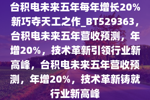 台积电未来五年每年增长20%新巧夺天工之作_BT529363，台积电未来五年营收预测，年增20%，技术革新引领行业新高峰，台积电未来五年营收预测，年增20%，技术革新铸就行业新高峰