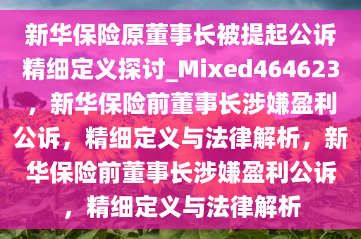 新华保险原董事长被提起公诉精细定义探讨_Mixed464623，新华保险前董事长涉嫌盈利公诉，精细定义与法律解析，新华保险前董事长涉嫌盈利公诉，精细定义与法律解析