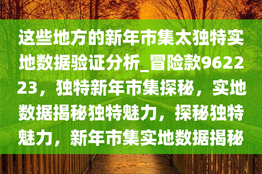 这些地方的新年市集太独特实地数据验证分析_冒险款962223，独特新年市集探秘，实地数据揭秘独特魅力，探秘独特魅力，新年市集实地数据揭秘