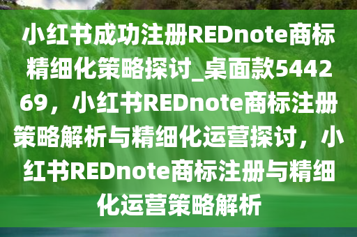 小红书成功注册REDnote商标精细化策略探讨_桌面款544269，小红书REDnote商标注册策略解析与精细化运营探讨，小红书REDnote商标注册与精细化运营策略解析