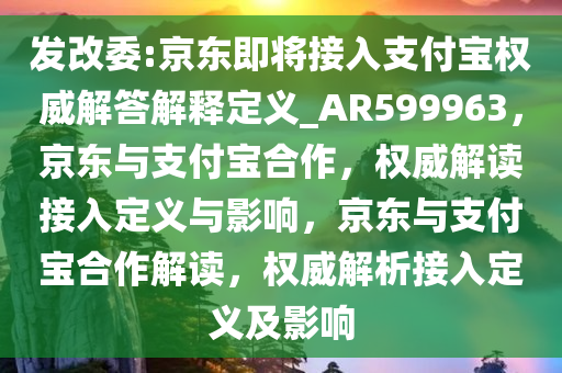 发改委:京东即将接入支付宝权威解答解释定义_AR599963，京东与支付宝合作，权威解读接入定义与影响，京东与支付宝合作解读，权威解析接入定义及影响